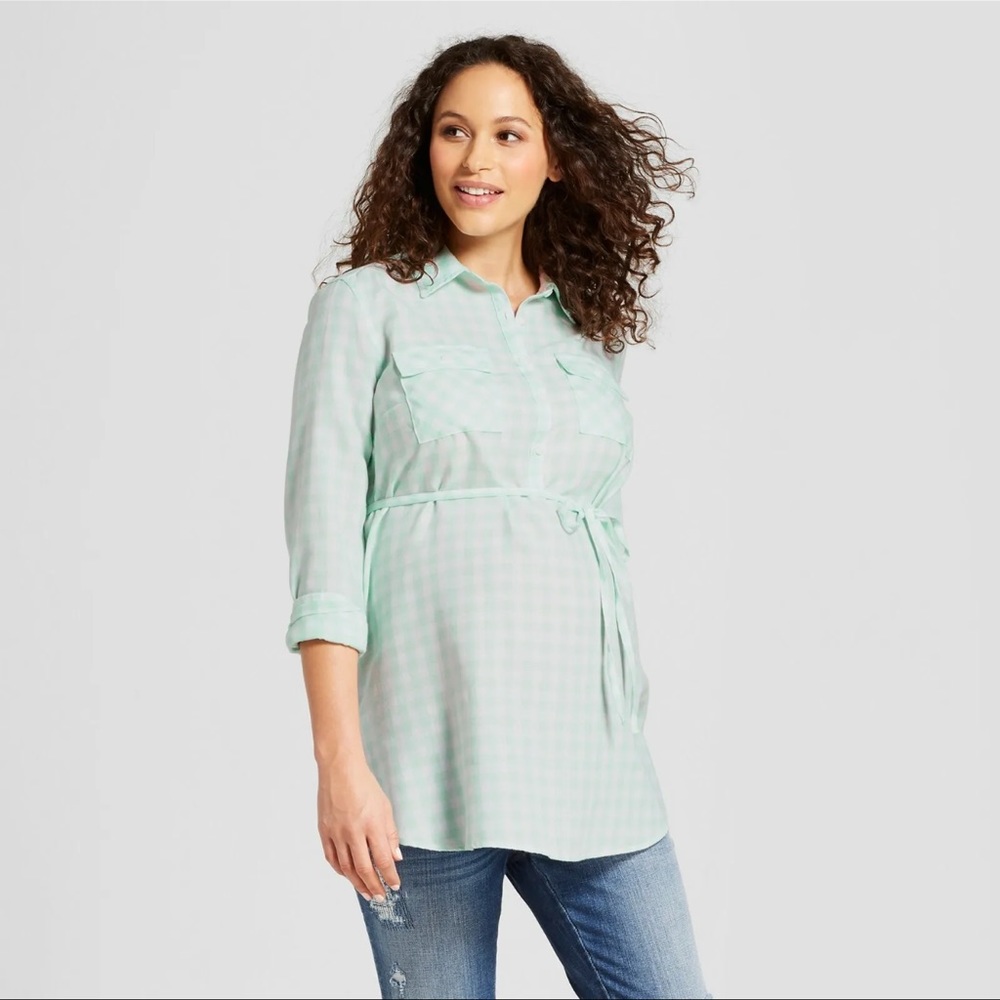 Isabel Maternity By Ingrid & Isabel Plaid Popover Tunic Womens Large Gingham